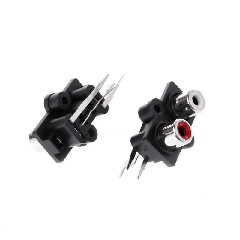 5pcs PCB Panel Mount 2 RCA Socket Female Jack Audio Connector Black 6pins USA