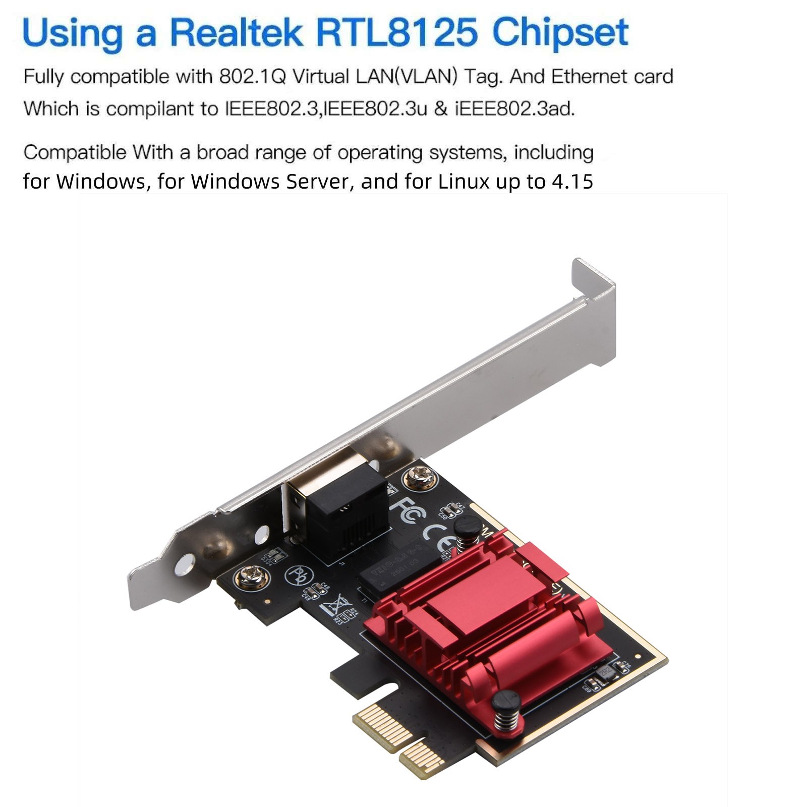 Network Adapter Card 2.5G PCI-E To RJ45 RTL8125 Computer Modification Accessory