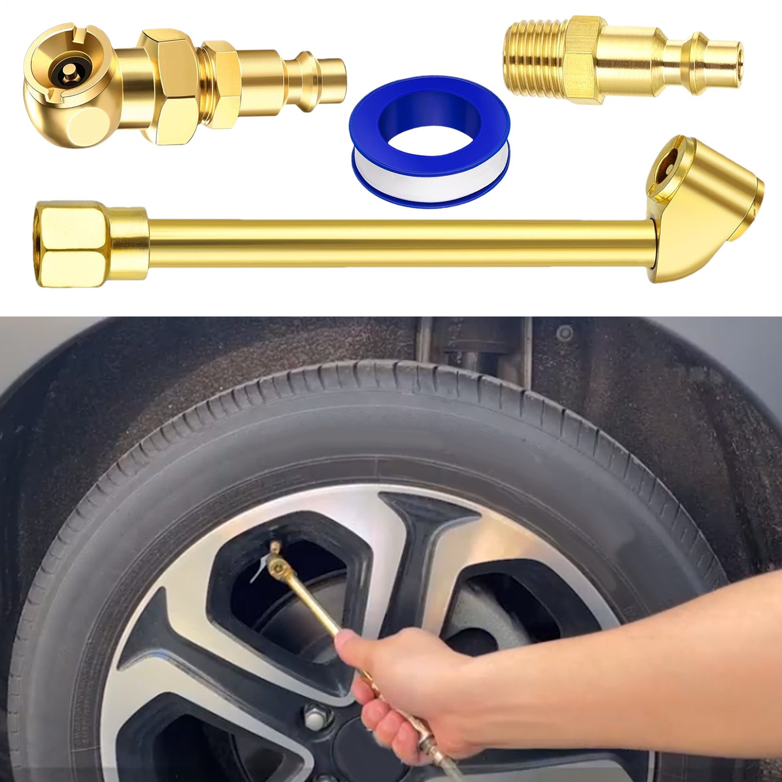 2-Way Connection Tire Air Fill Kit Metal Air Chuck Fittings Tire Air approving
