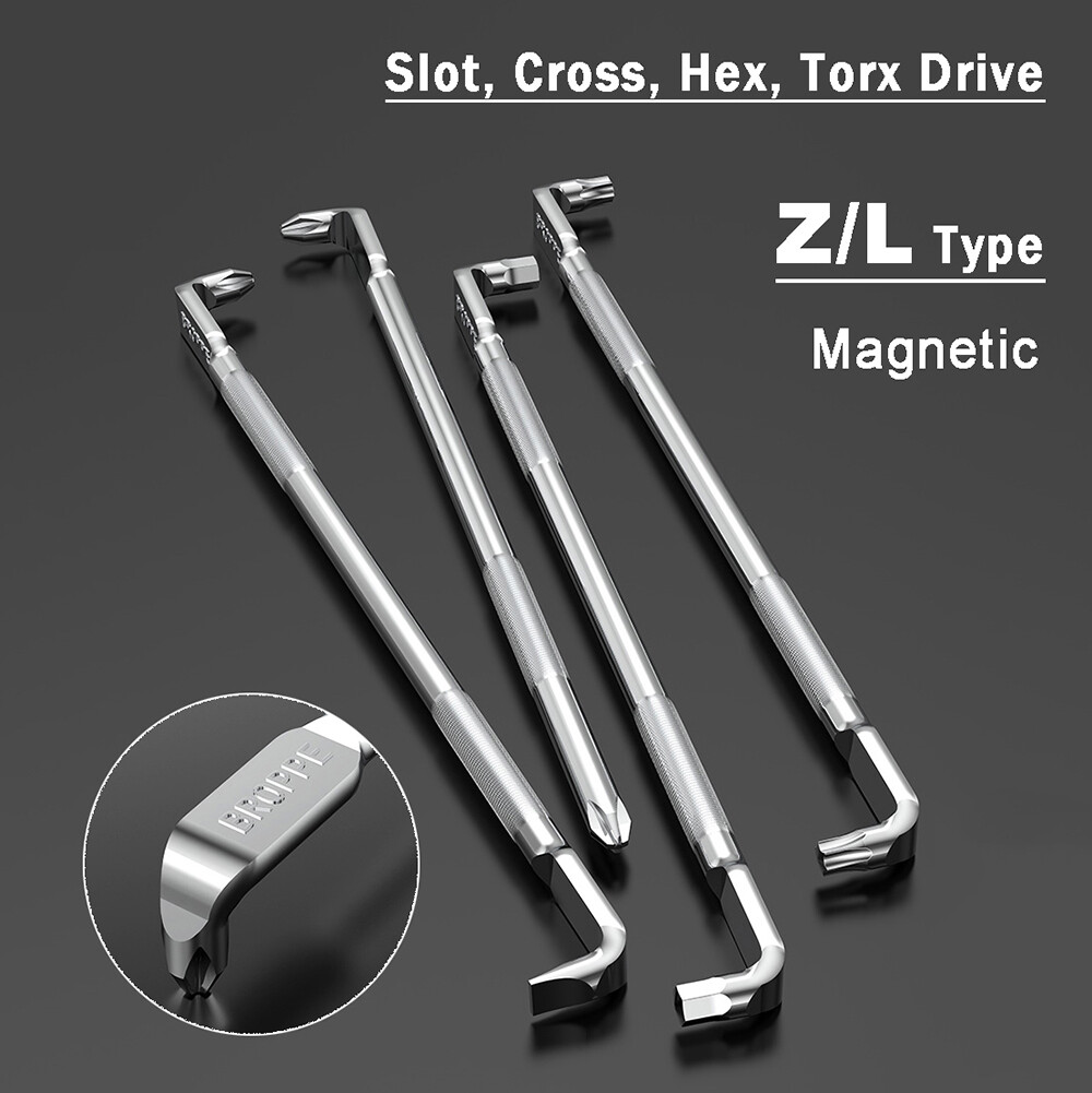 Magnetic Slot Phillips Hex Torx Screwdriver Wrench Right Angle Tight Space Bent