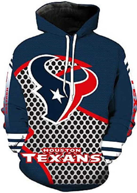 NEW Hzijue Men's Houston Texans Team Logo 3D Print Hoodie Size 2XL