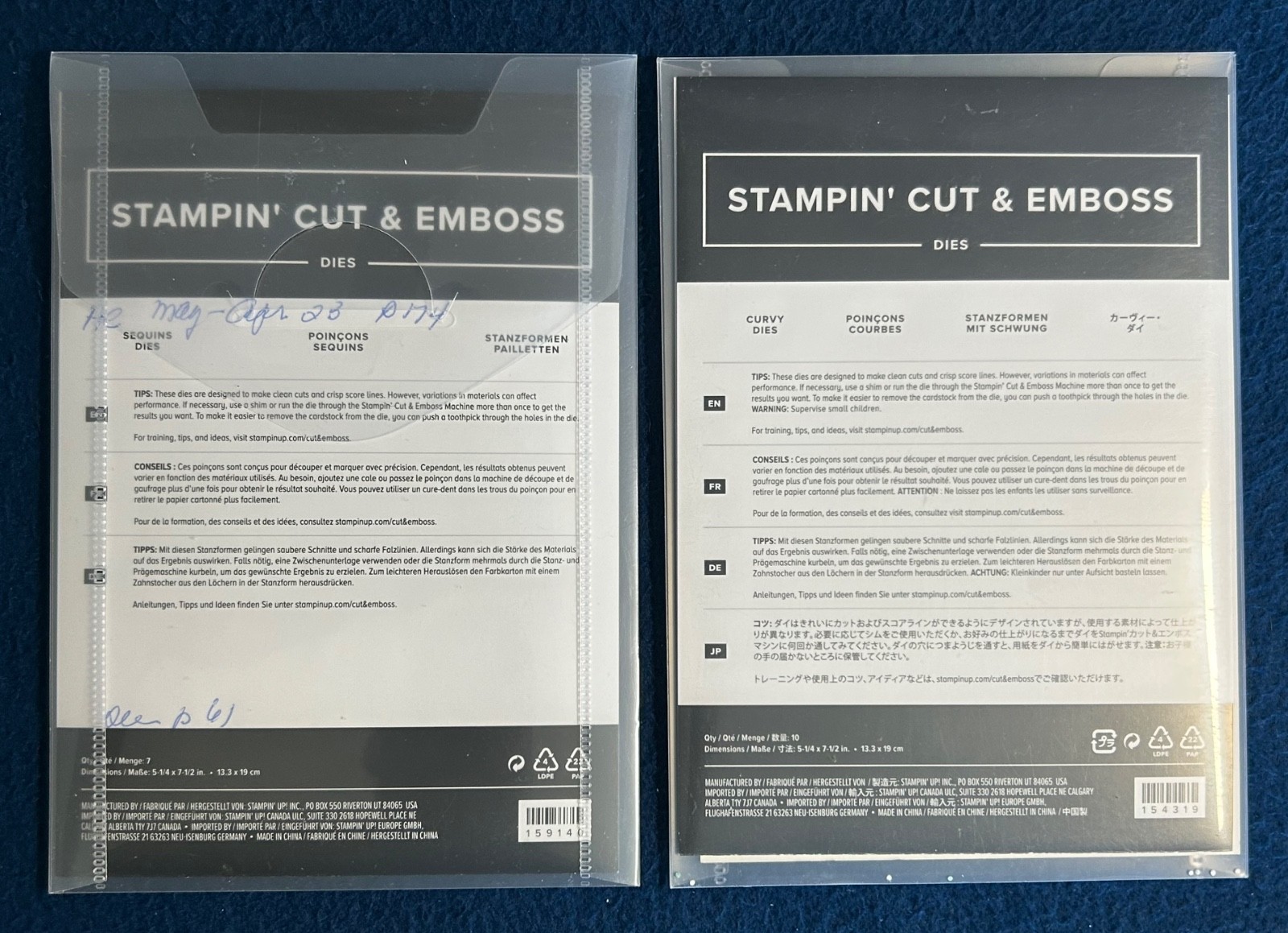 Stampin' Up Cut & Emboss Sequin & Curvy Dies Set