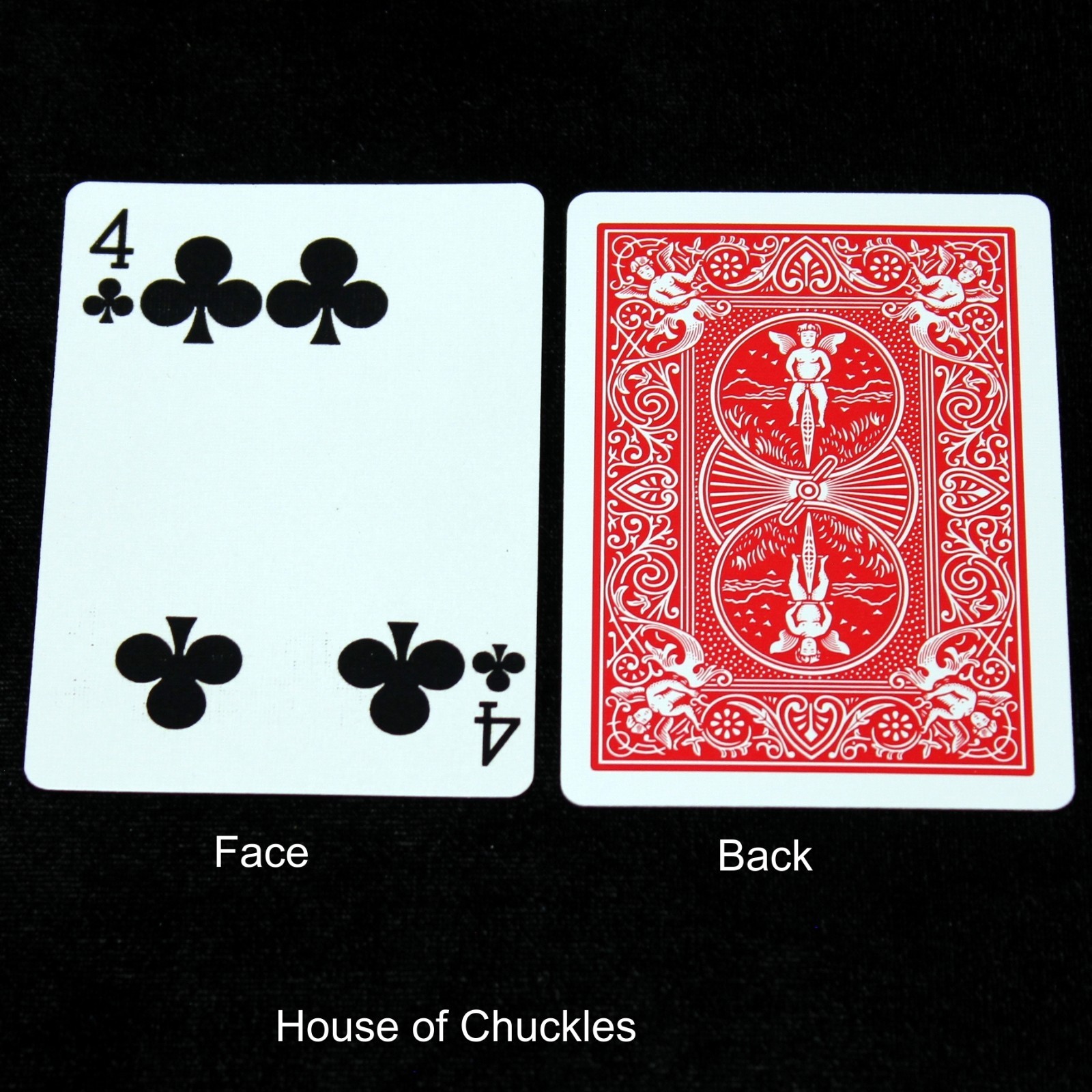4 of Clubs - Moved Pip, Bicycle Printed Gaff Card, Red