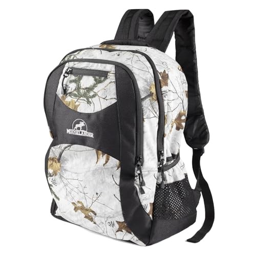 Camo Backpack in Licensed Realtree Prints, Lightweight and Xtra Snow/Black