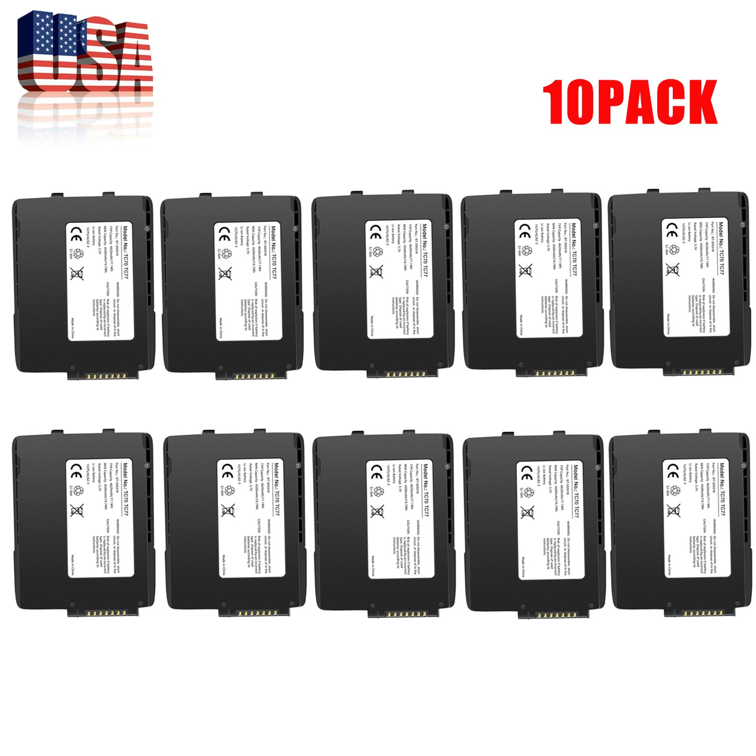 New 10pack Battery For Zebra TC70 TC72 TC75 TC77 BT-000318 BTRY-TC7X-46MPP-01