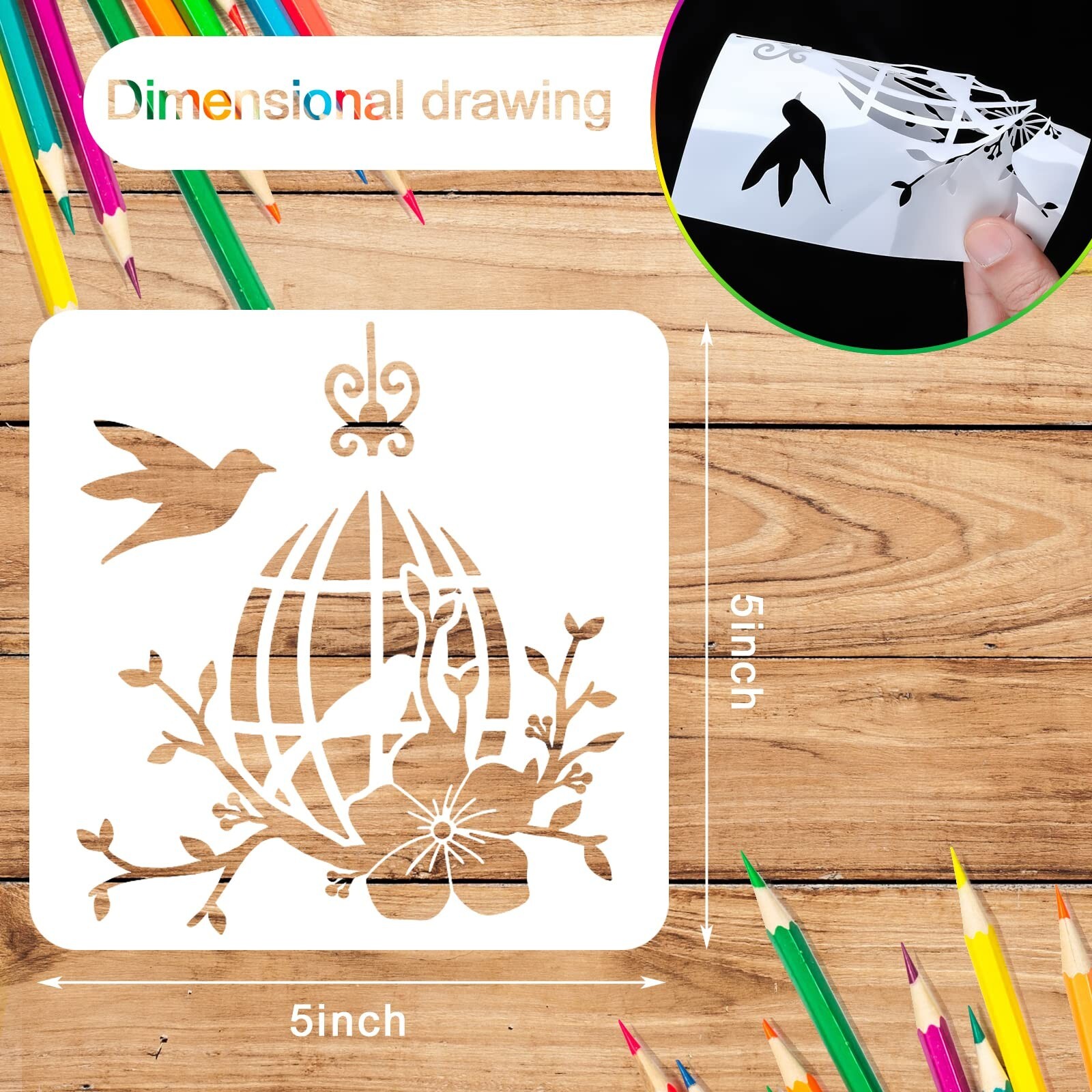 20 Pieces Bird Stencils for Painting Reusable Animal plante Spring Stencil , ...