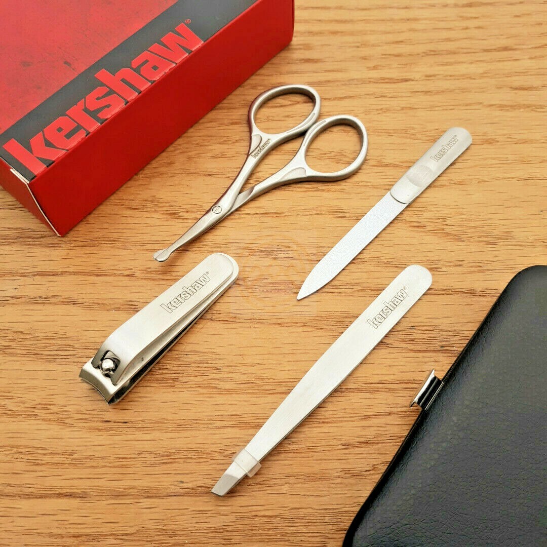 Kershaw Manicure Set Nail Care Slanted Tweezers Facial Hair Scissors Round Tips