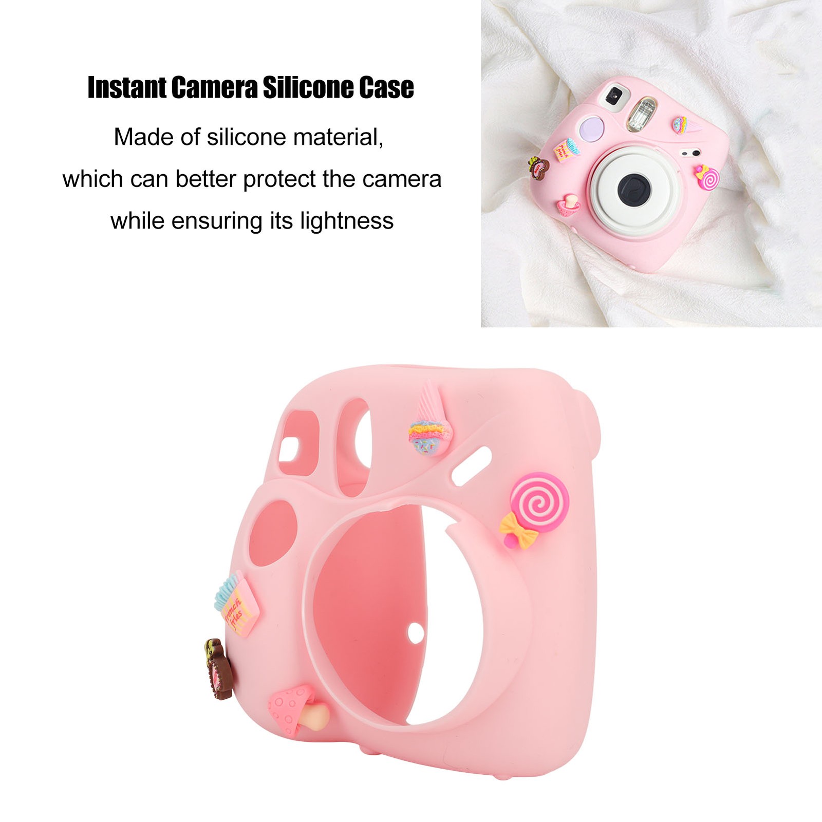 Instant Camera Cover With Shoulder Strap Soft Silicone Protective Case For