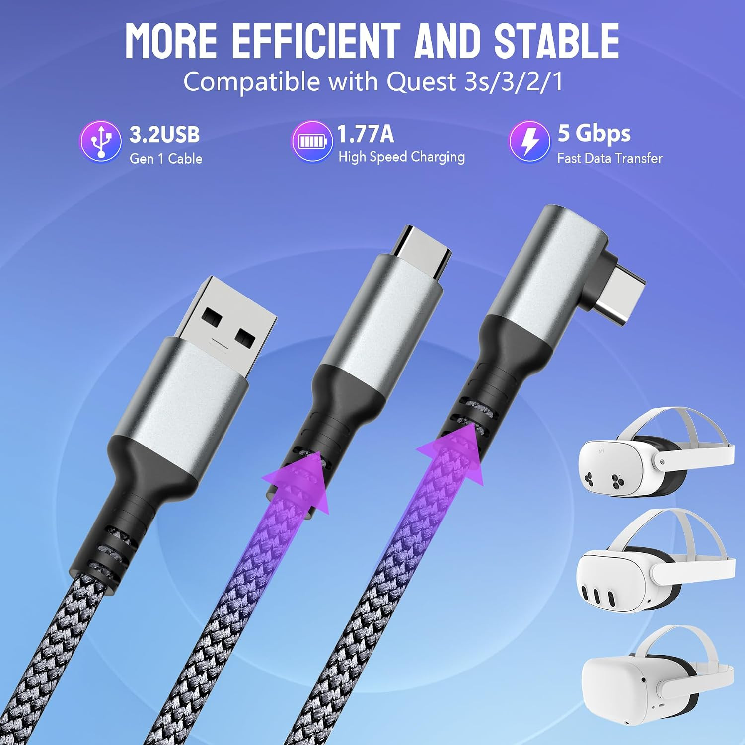 Link Cable for Meta/Oculus Quest 3S/3/2, 16FT Charging Cable Link, Connects