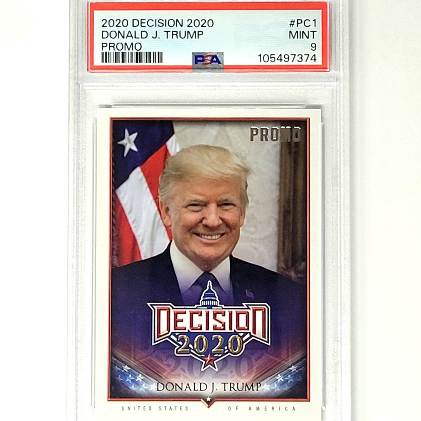 POP 13 PSA 9 MINT💎2020 Decision #PC1 Donald Trump Foil PROMO Card🚀USA MAGA🔥