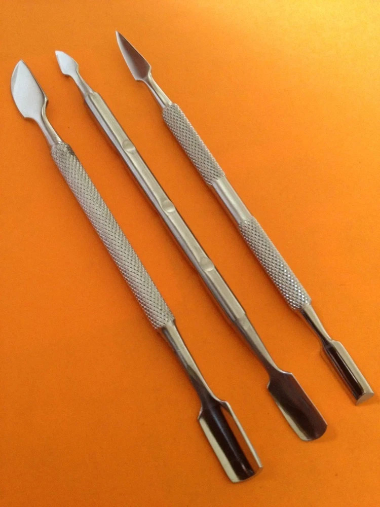3Pcs Cuticle Pusher Remover Set Stainless Steel Nail Art Cleaner Manicure Tool