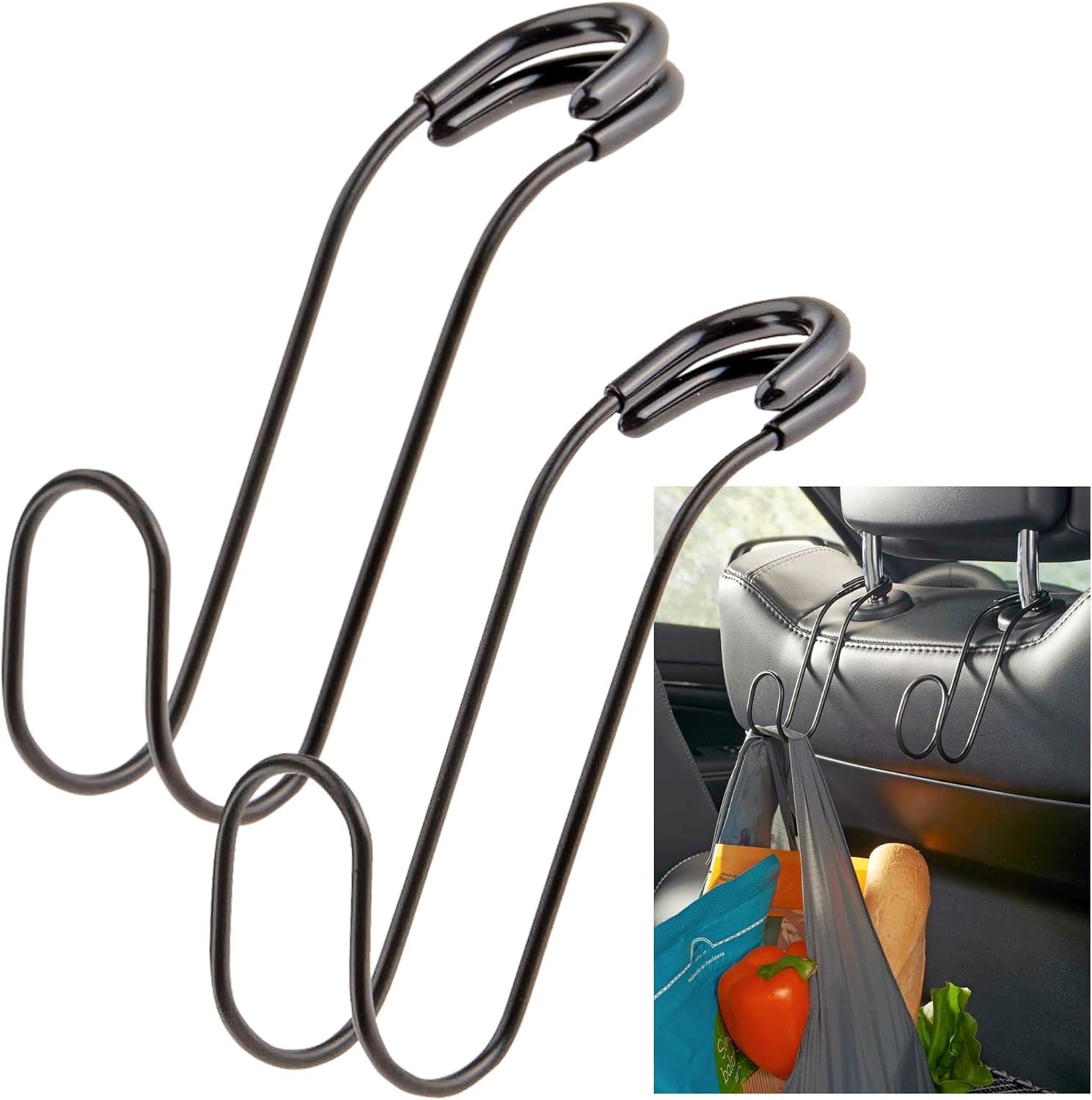 Unbreakable Solid Metal Car Bag Hooks - Secure Storage for Heavy Bags, 2-Pack