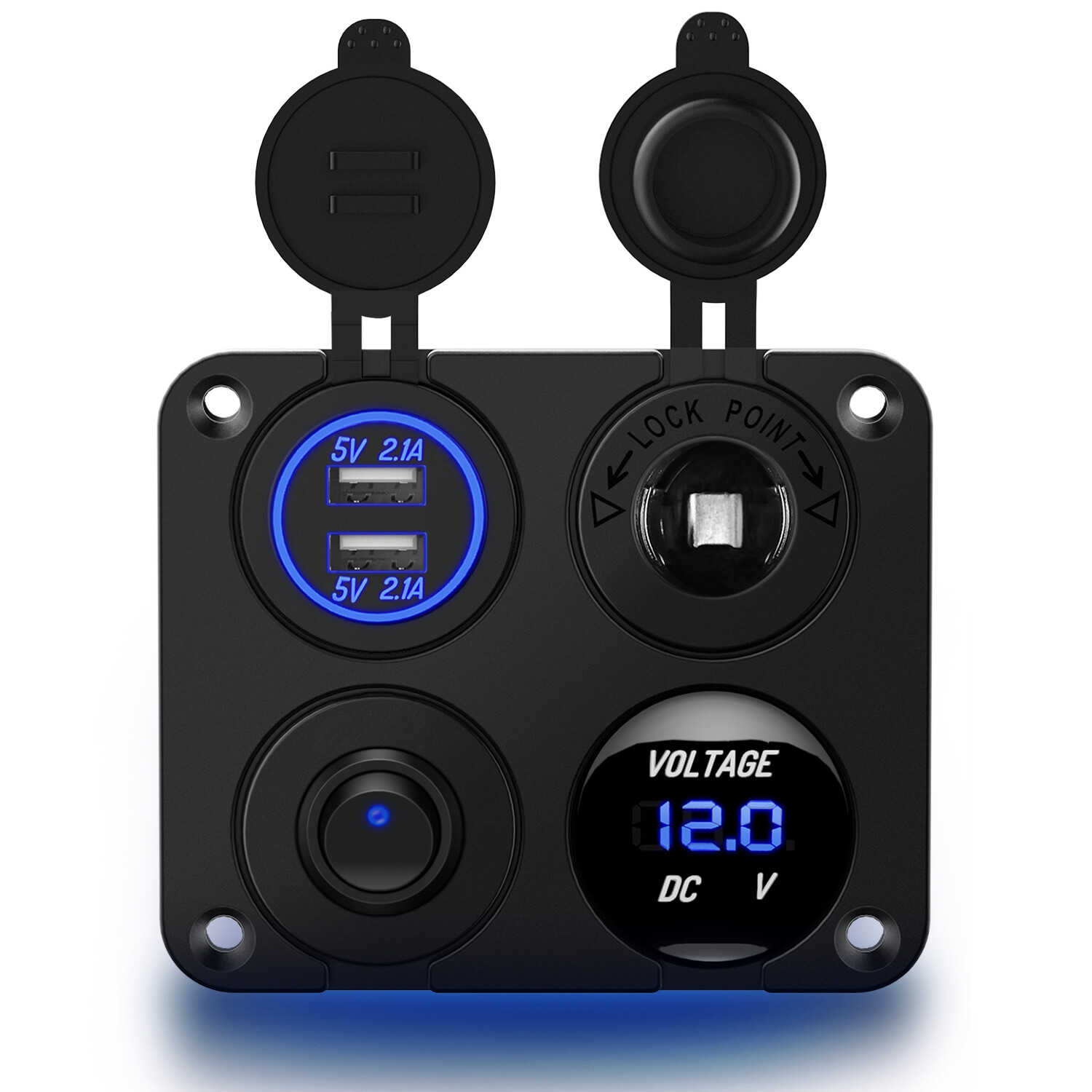 Nilight 4 in 1 ON/OFF Charger Socket Panel Dual USB Socket for Truck Car Boat RV