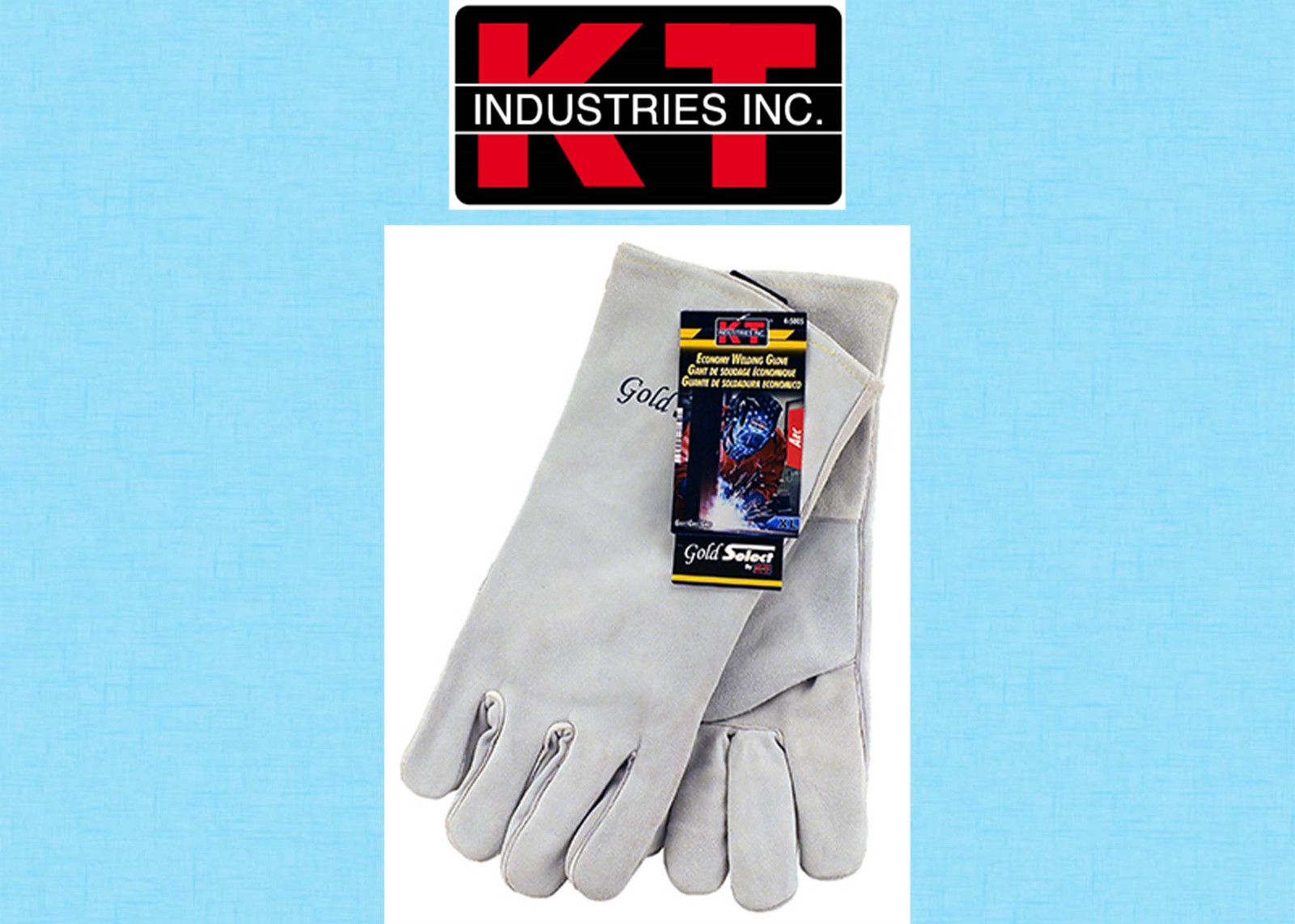 Welding Gloves For ARC Welding, Grey XL, Gold Select, KT# 4-5005, Heavy Duty