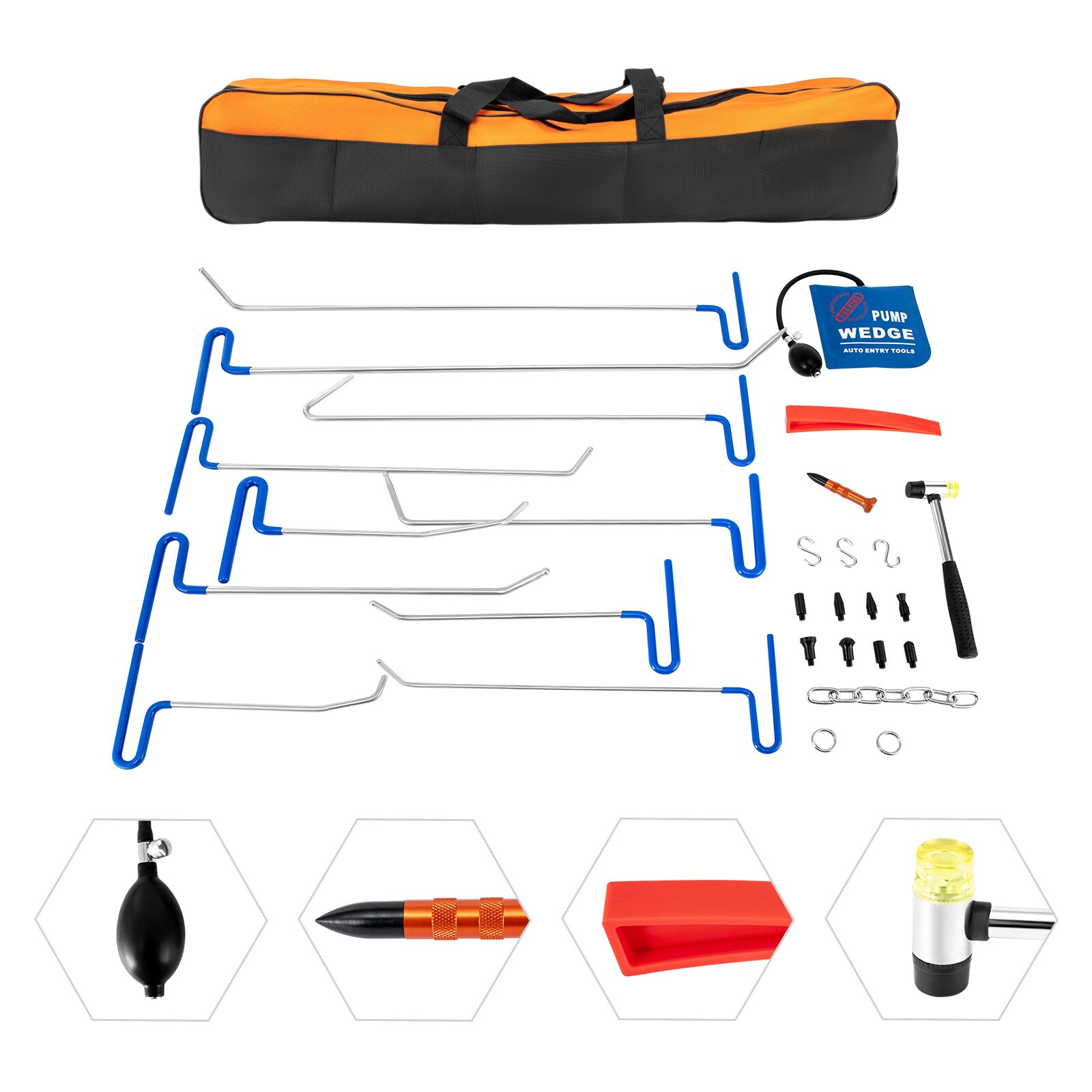 30pcs PDR Tools Push Rods Spring Kit Paintless Dent Repair Hail Removal Tool HOT