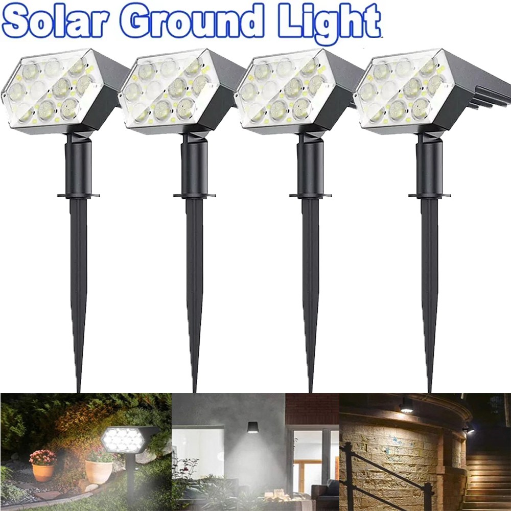 4 Pack 92-LED Solar Spotlights Landscape Lights Outdoor Garden Pathway Lamps