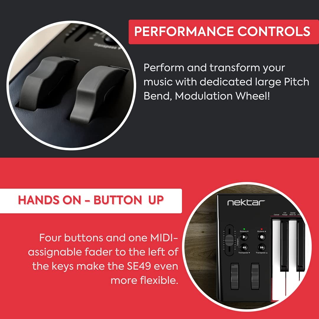 , 49-Key Midi Controller (SE49),Black white Grey