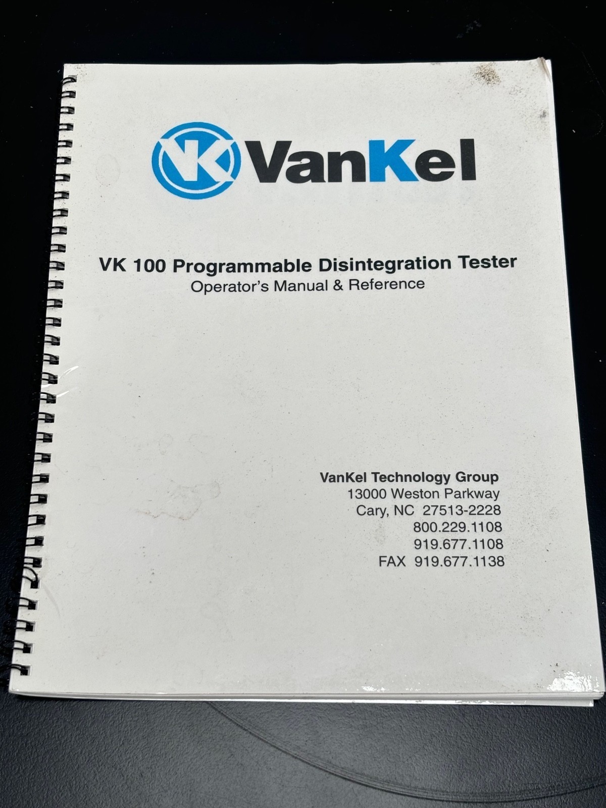VanKel VK 100 Programmable Disintegration Tester Operator's Manual & Reference