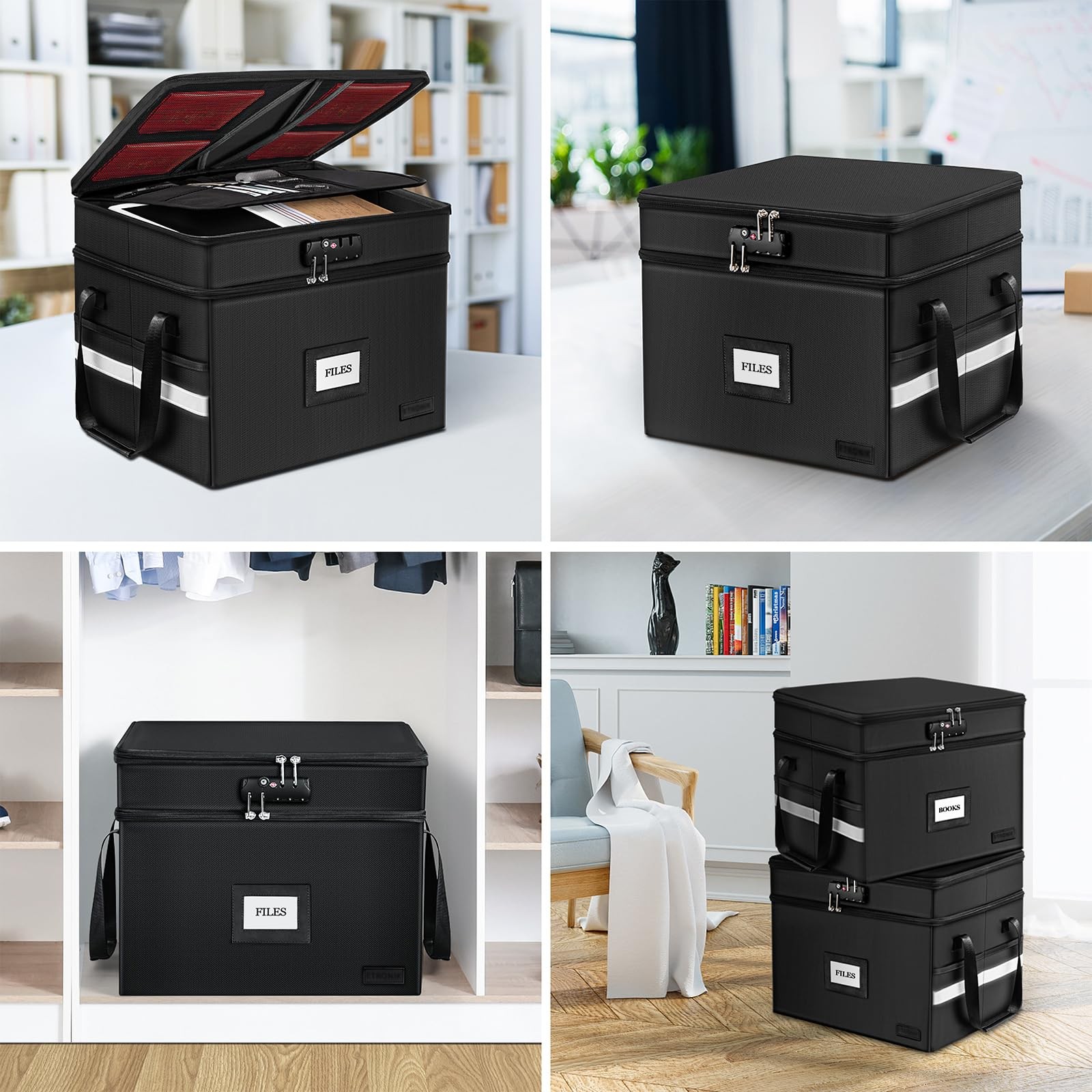 Etronik Fireproof File Organizer Lock 2 Layer Fireproof Document 5 Tab Inserts