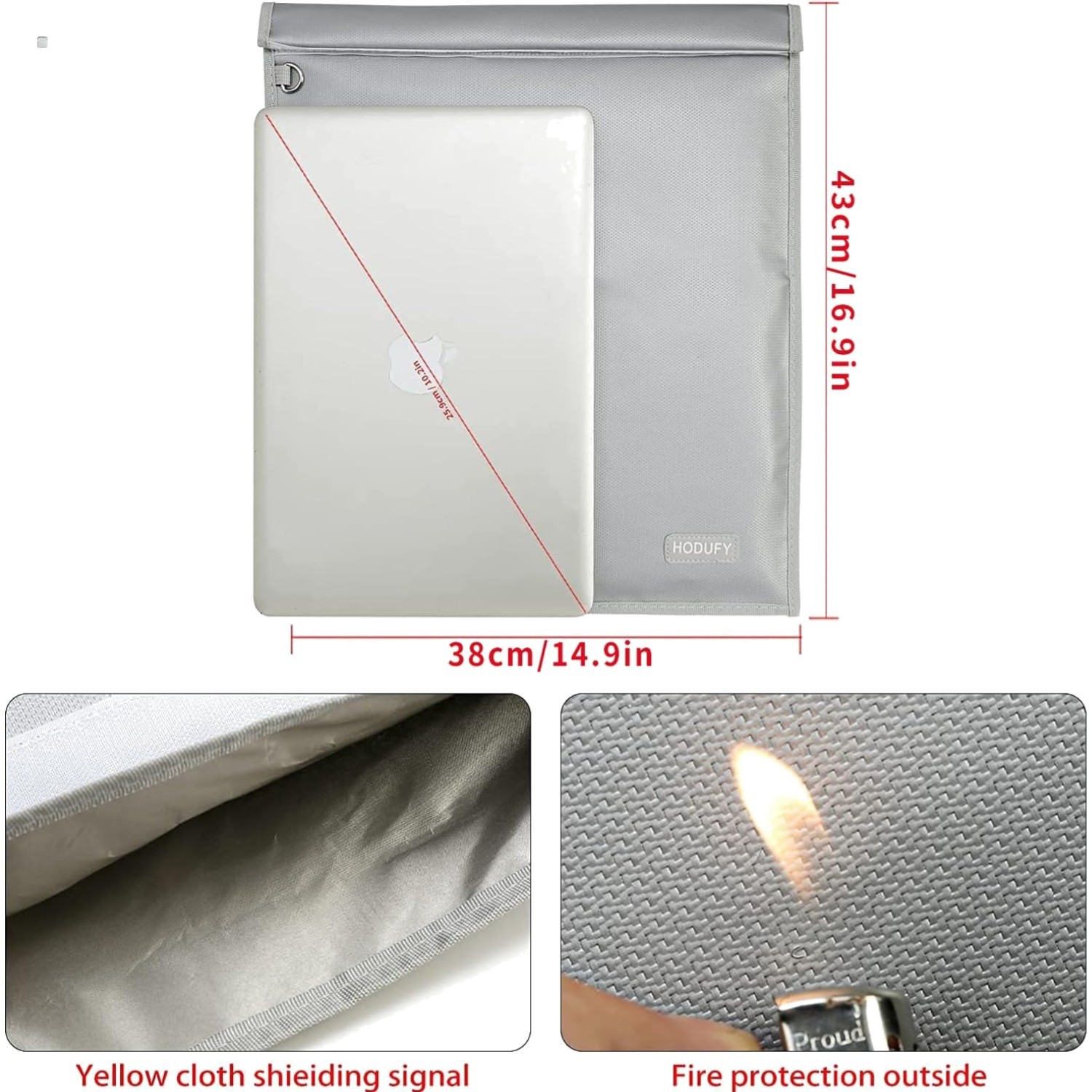 Faraday Bag for Laptops 20 x 15 inches, Faraday Cage, Cell Phone Signal Jamme...