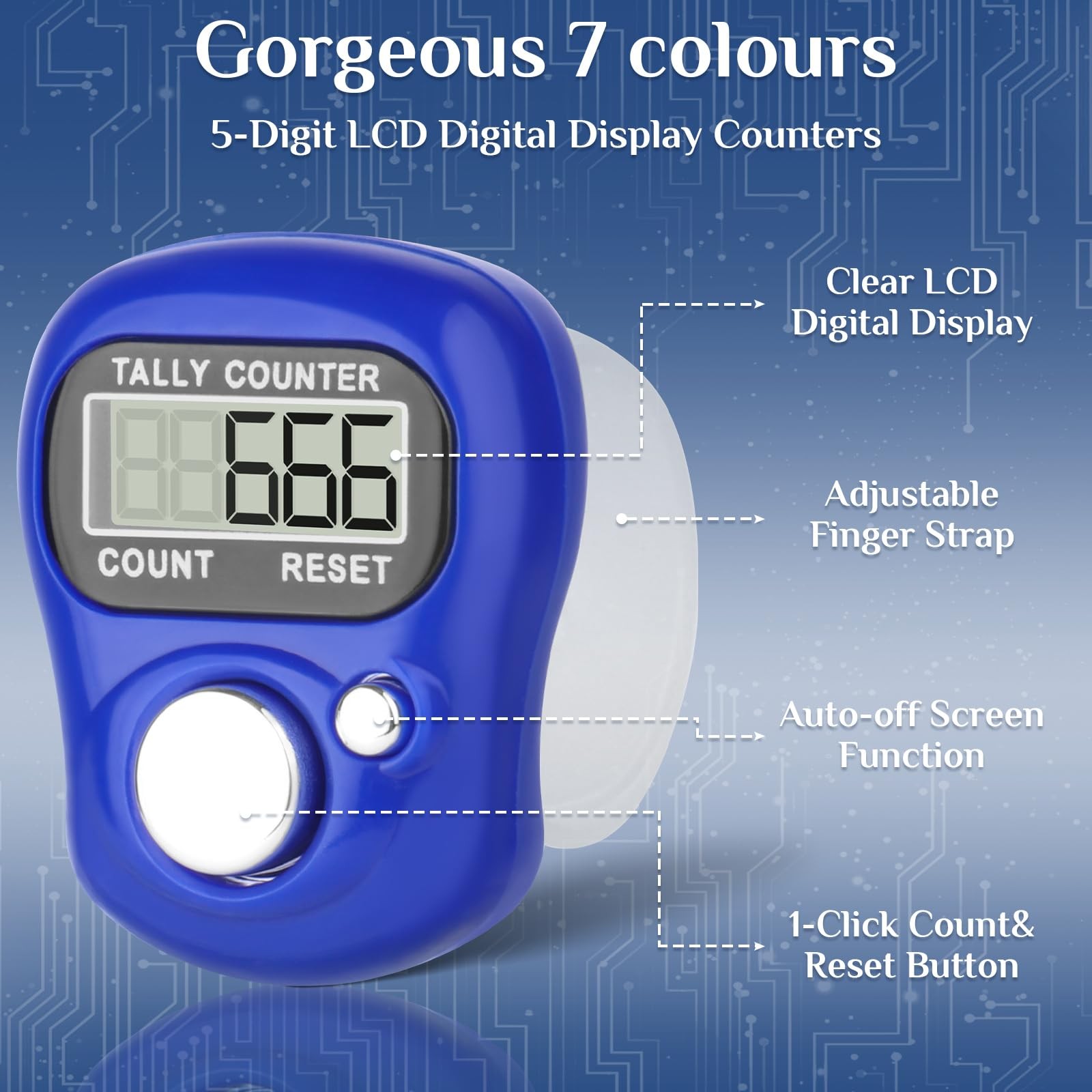 7 Pack Electronic Finger Tally Counter,5 Digit LCD Electronic Digital Display...