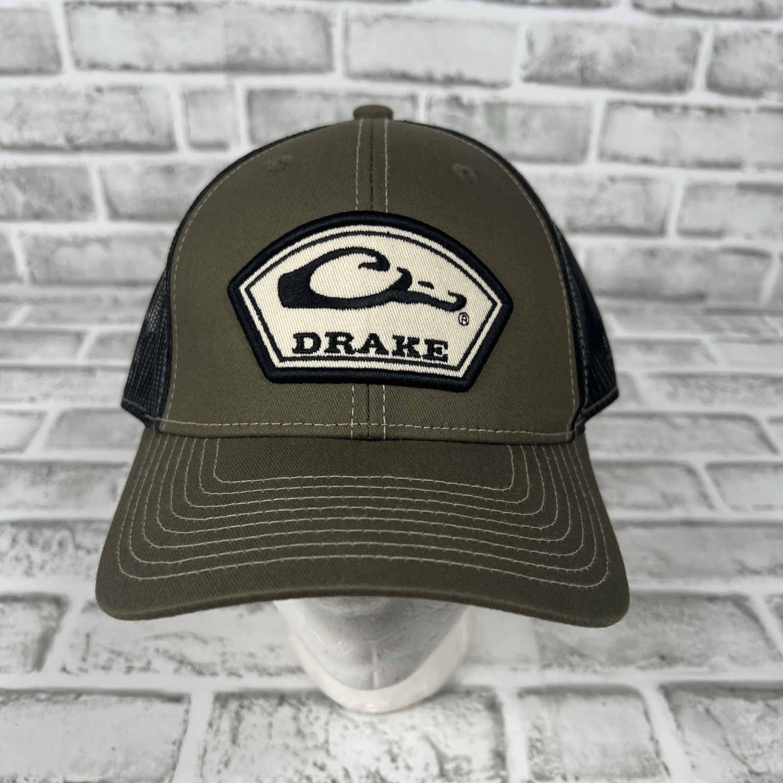 DRAKE MESH BACK BALL CAP SNAP BACK TRUCKER HAT Olive Green