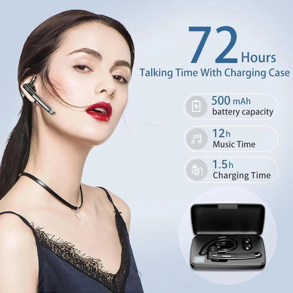 Trucker Wireless Mic Blue Parrot Bluetooth Noise Cancelling Headset Earpiece New