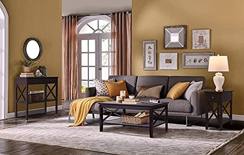 Oxford Coffee Table with Thicker Legs Wood Coffee Table with Storage Espresso