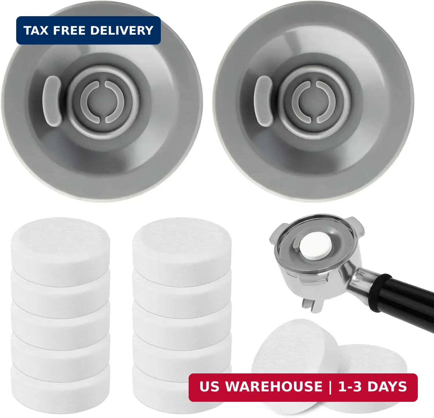 12 PCS Cleaning Tablets and 2 PCS Rubber Backflush Disc for Breville, 54mm Espre