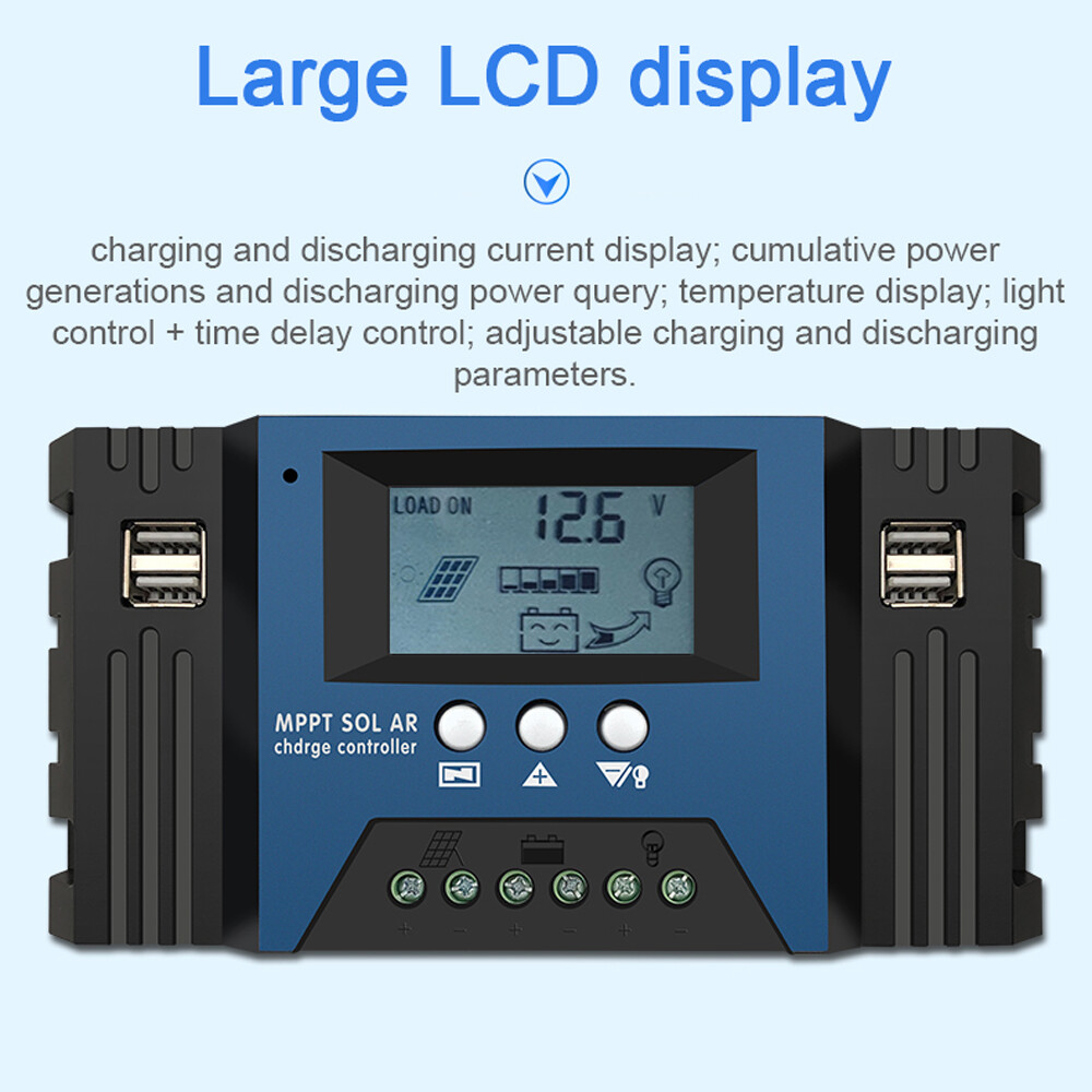 30A MPPT Solar Panel Charge Controller 12/24V Battery Intelligent Regulator Y1Y4
