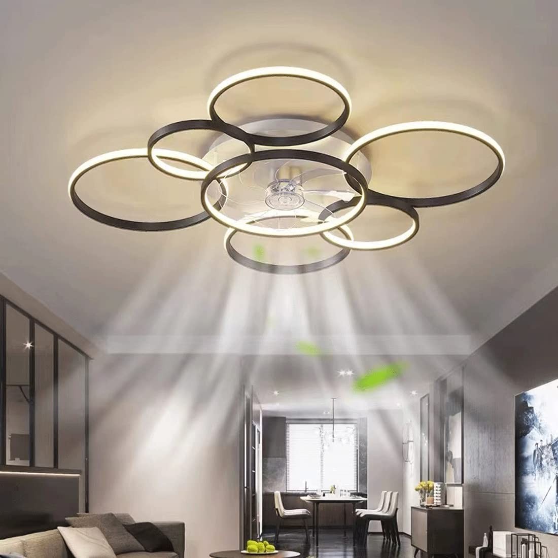 41" Black Modern Ceiling Fan with LED Light and Remote