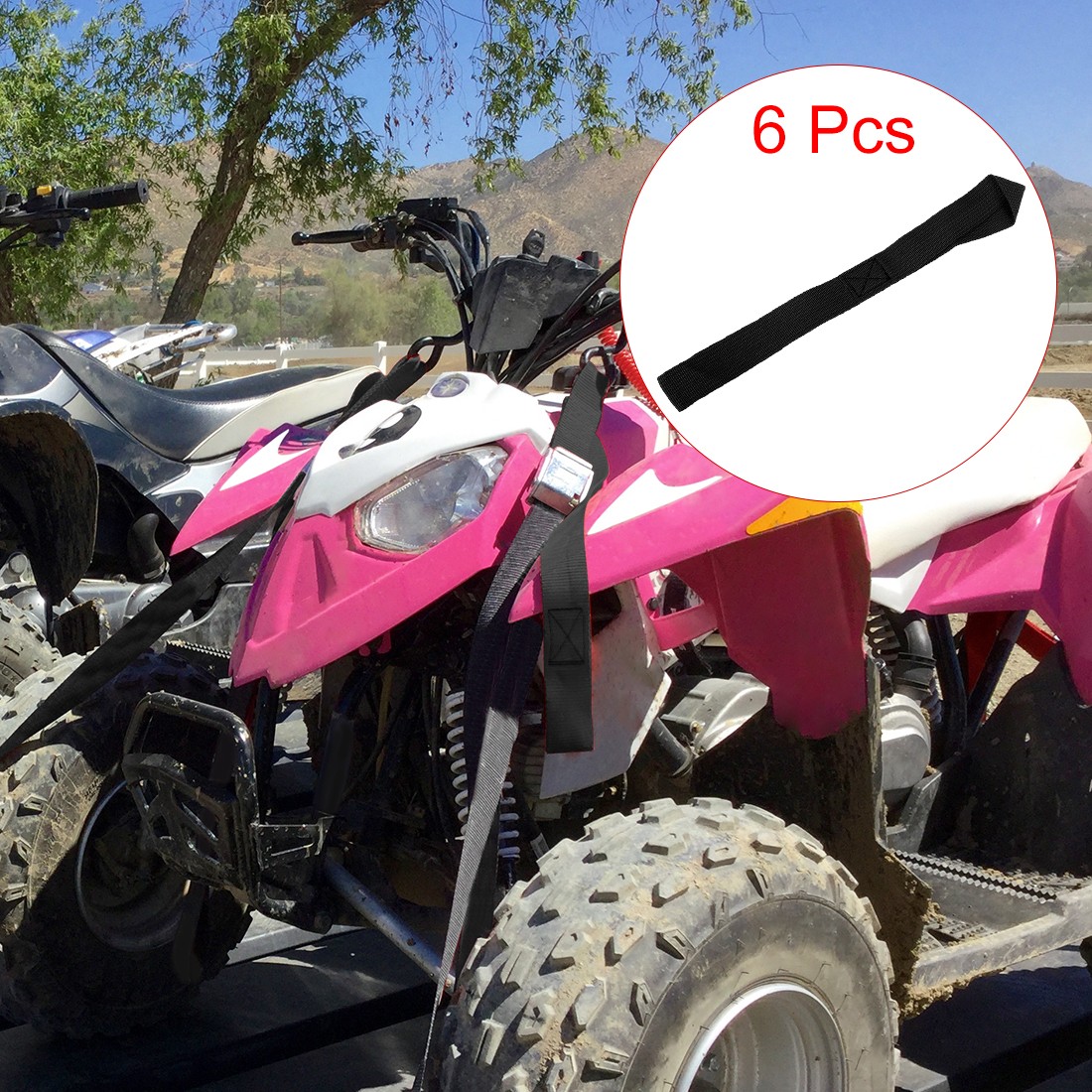 6 PCS Black 2.5 x 30.5cm Cargo Belt Loop Tie Down Strap for Motorcycle