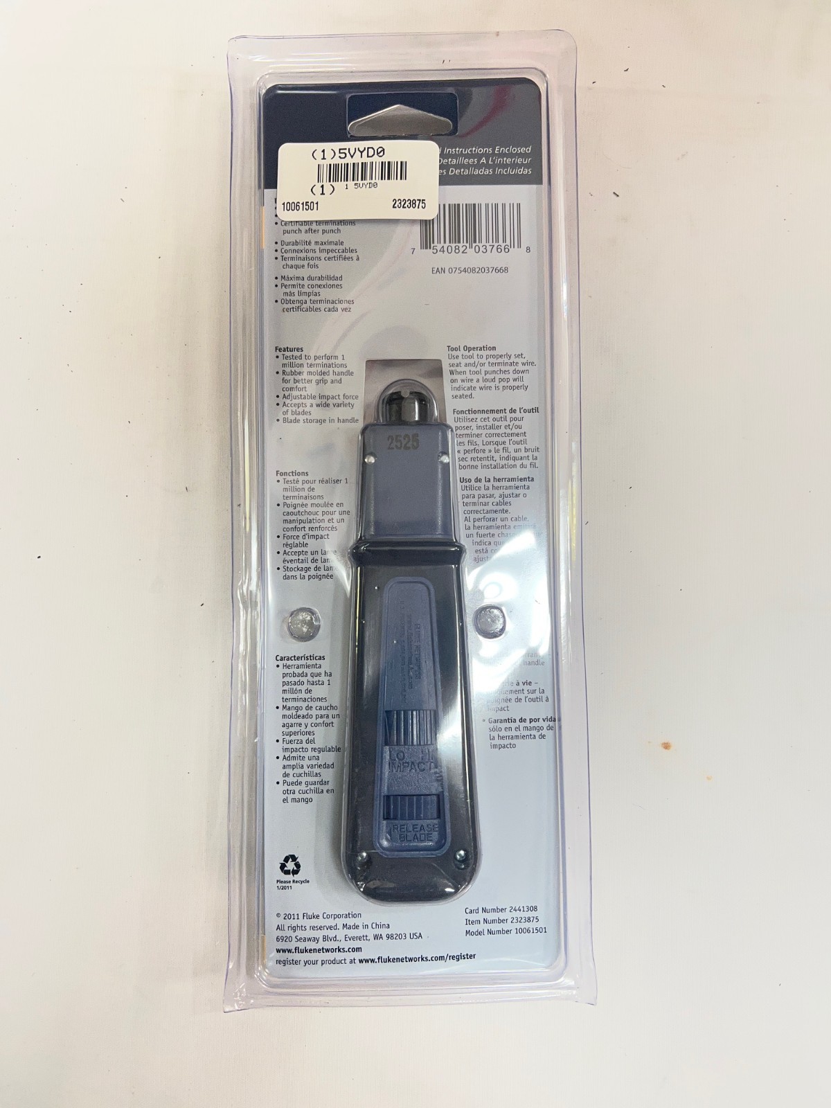 Fluke Networks 10061501 D914S Impact Punch Down Tool with EverSharp 66/110 Plus