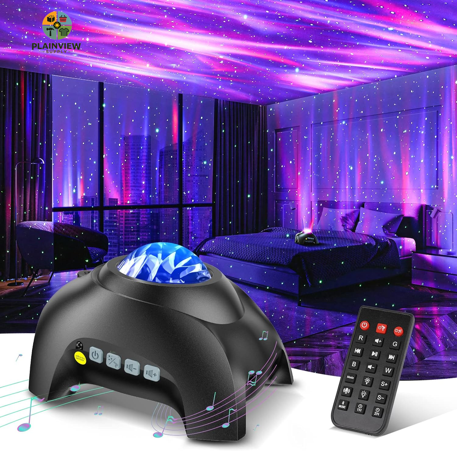 Galaxy Projector 33 Effects Aurora Star Night Light Bluetooth Speaker New