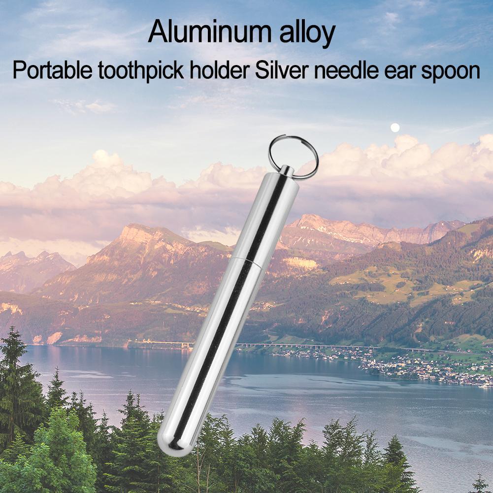 Pocket Toothpick Holder Waterproof Aluminium Alloy Metal Keychain- K7J G5C9 K4H9