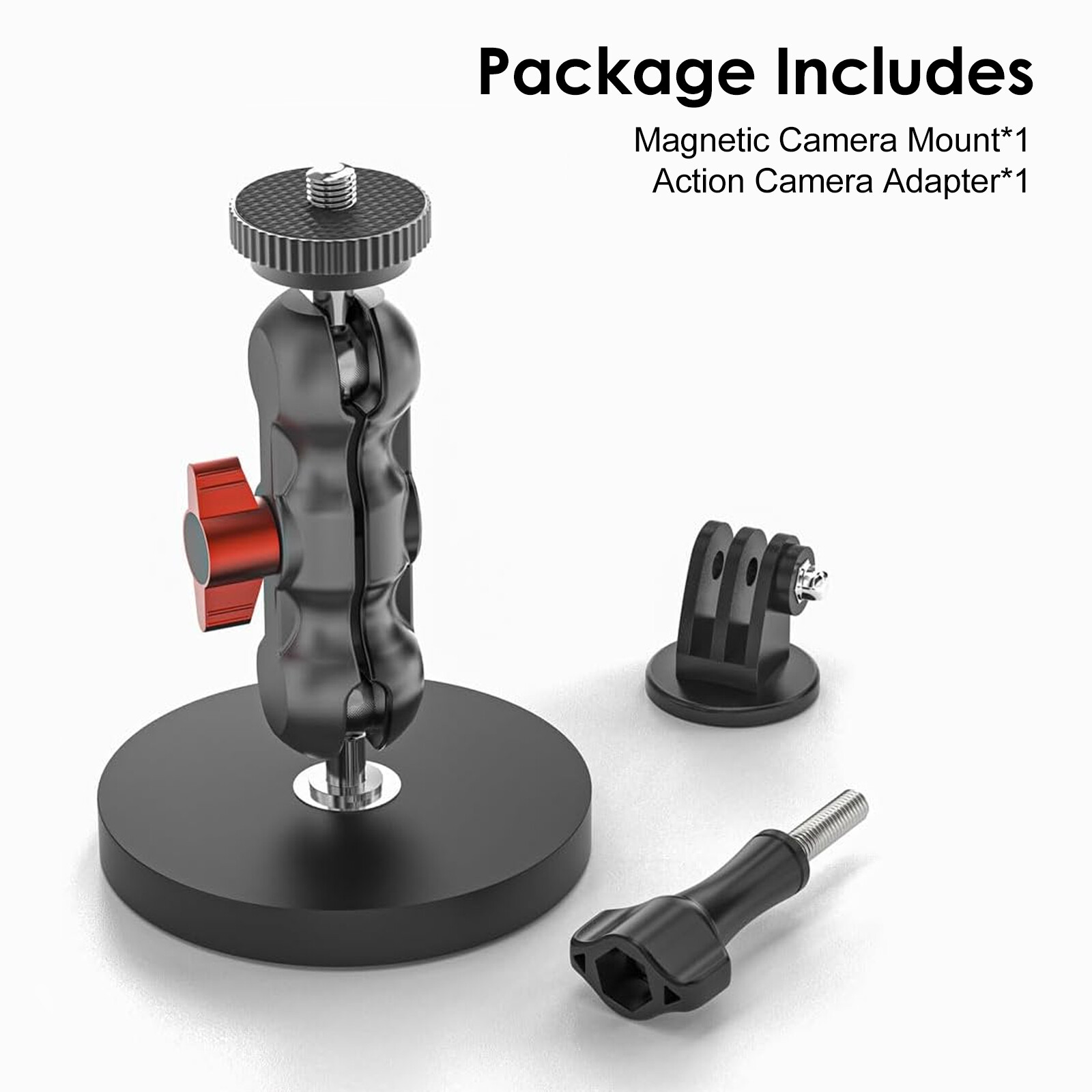 Magnetic Camera Mount for GoPro 13/12/11 DJI AkASO with 360° Rotation Ball Head