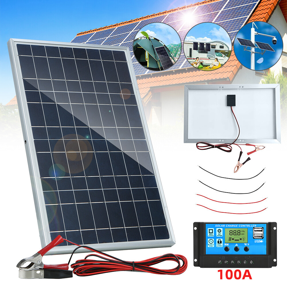 40W Solar Panel Kit 12V Trickle Charger Battery Maintainer Boat Car RV Marine US
