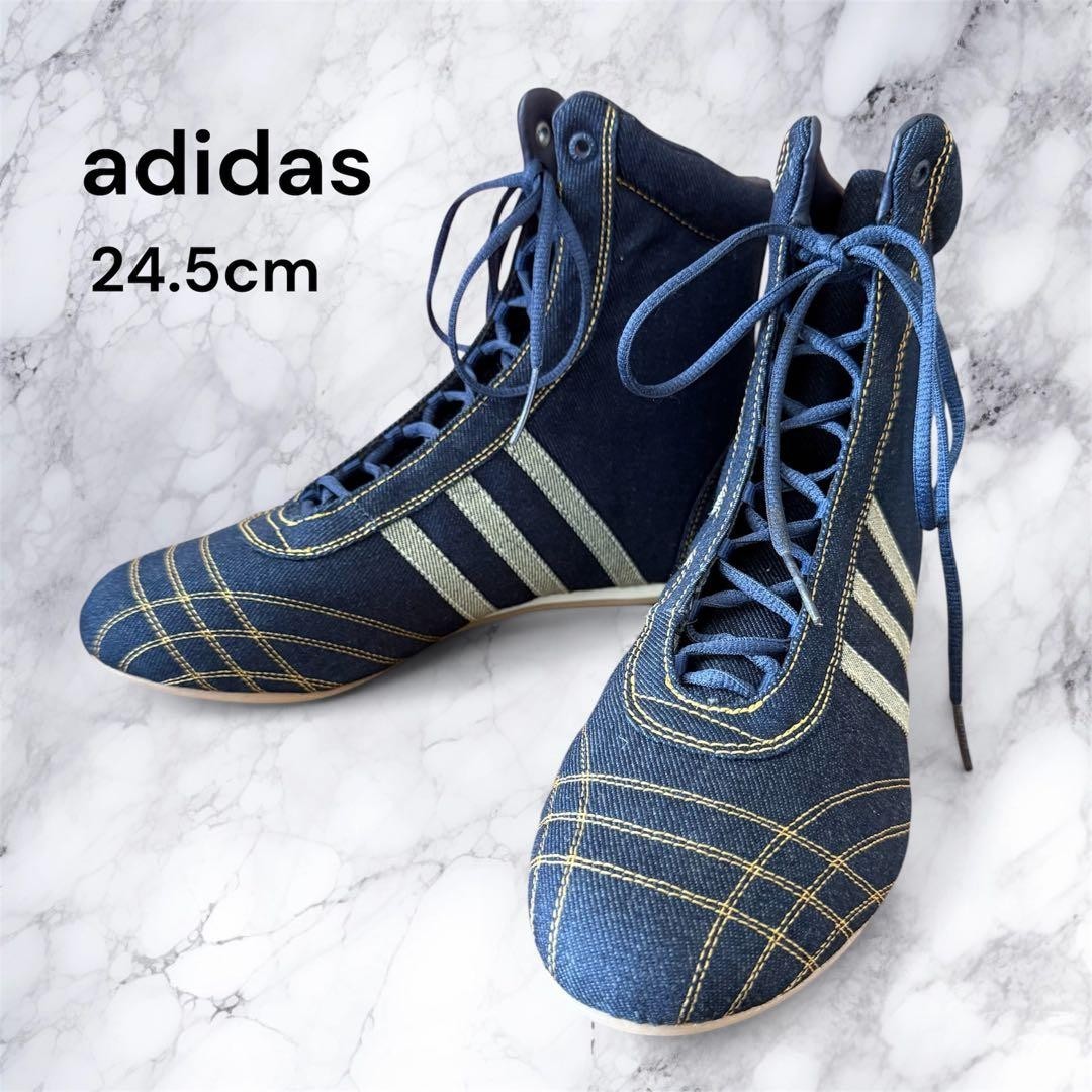 Adidas Denim Boxing Shoes 24.5cm Rare Near Mint Excellent condition 010947 Japan