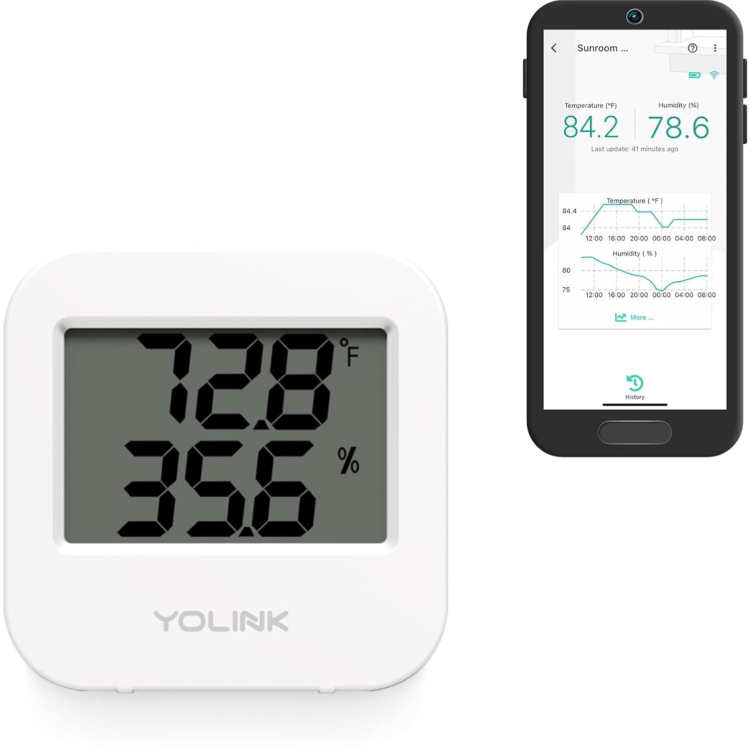 Smart Wireless Temperature & Humidity Sensor, Wide Temp Range for Fridge, Gre...