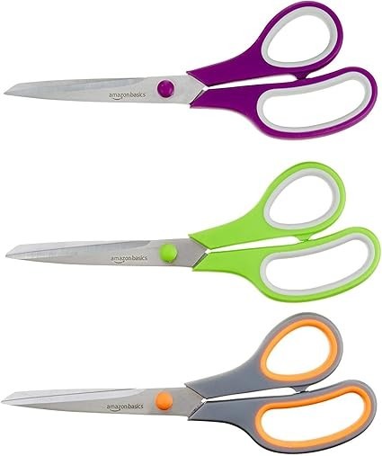 Basics Multipurpose Stainless Steel Scissors Comfort Grip 3-Pack