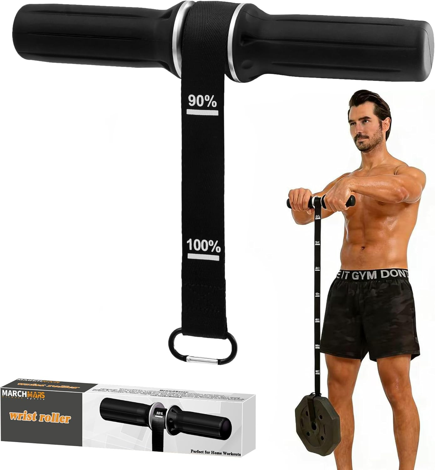 Forearm Strengthener & Forearm Exerciser, Wrist Roller with Thick Silicone Handl