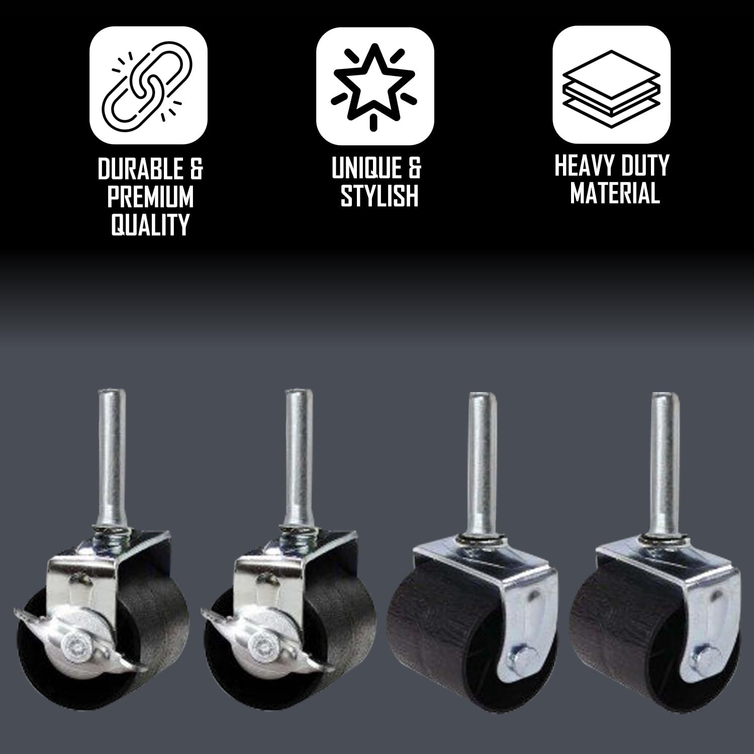 Heavy Duty Caster Wheels for Bed Frame ~Set of 4~ (2 Locking & 2 None Locking)