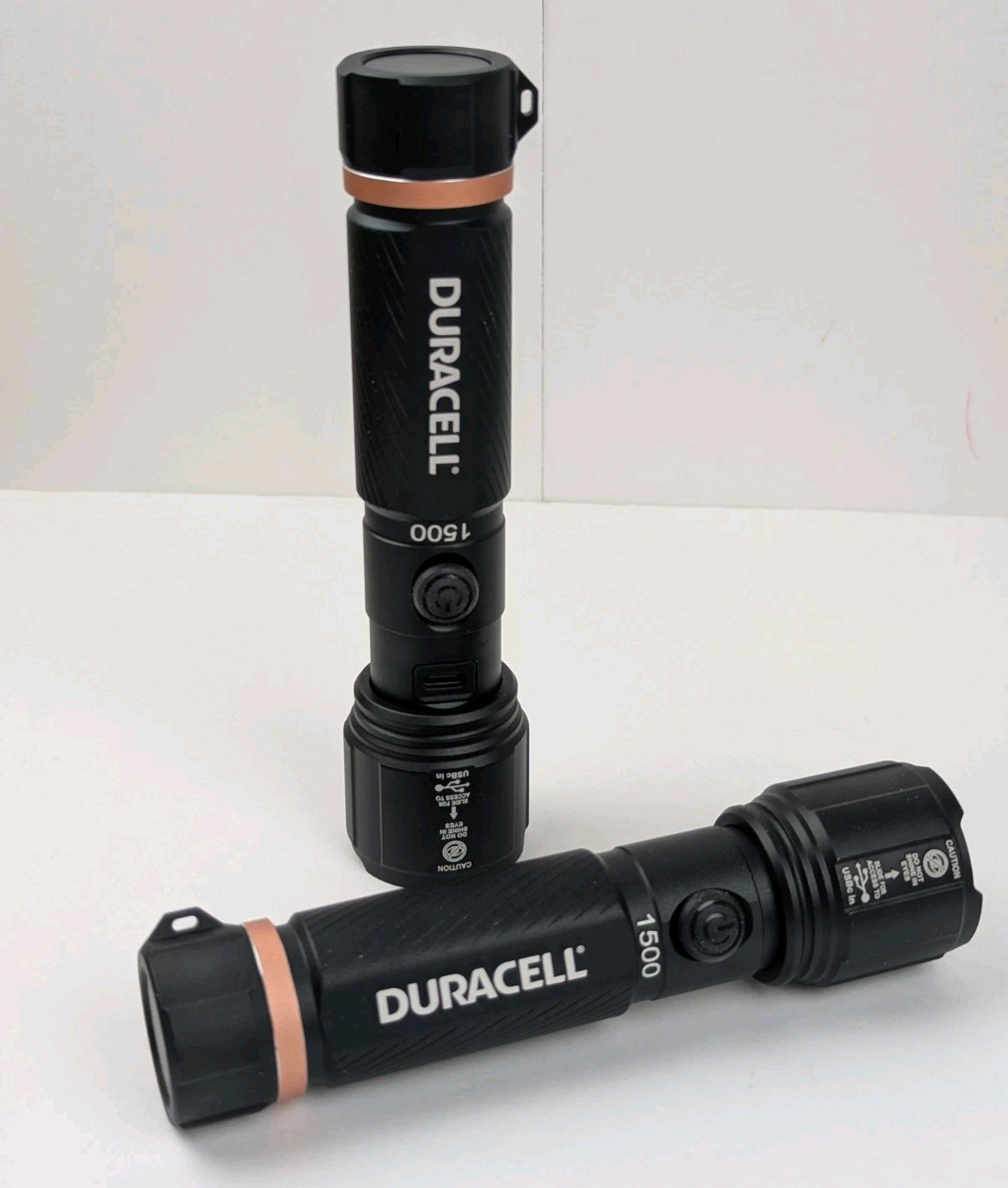 2 pk DURACELL Durabeam Ultra Hybrid LED Flashlights, 1500 Lumens, Rechargeable