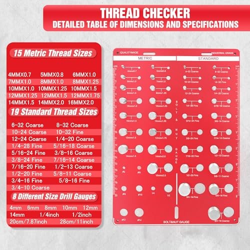 42 Thread Checker - Nut and Bolt Thread 42 Thread Checker - Large Spacing Red