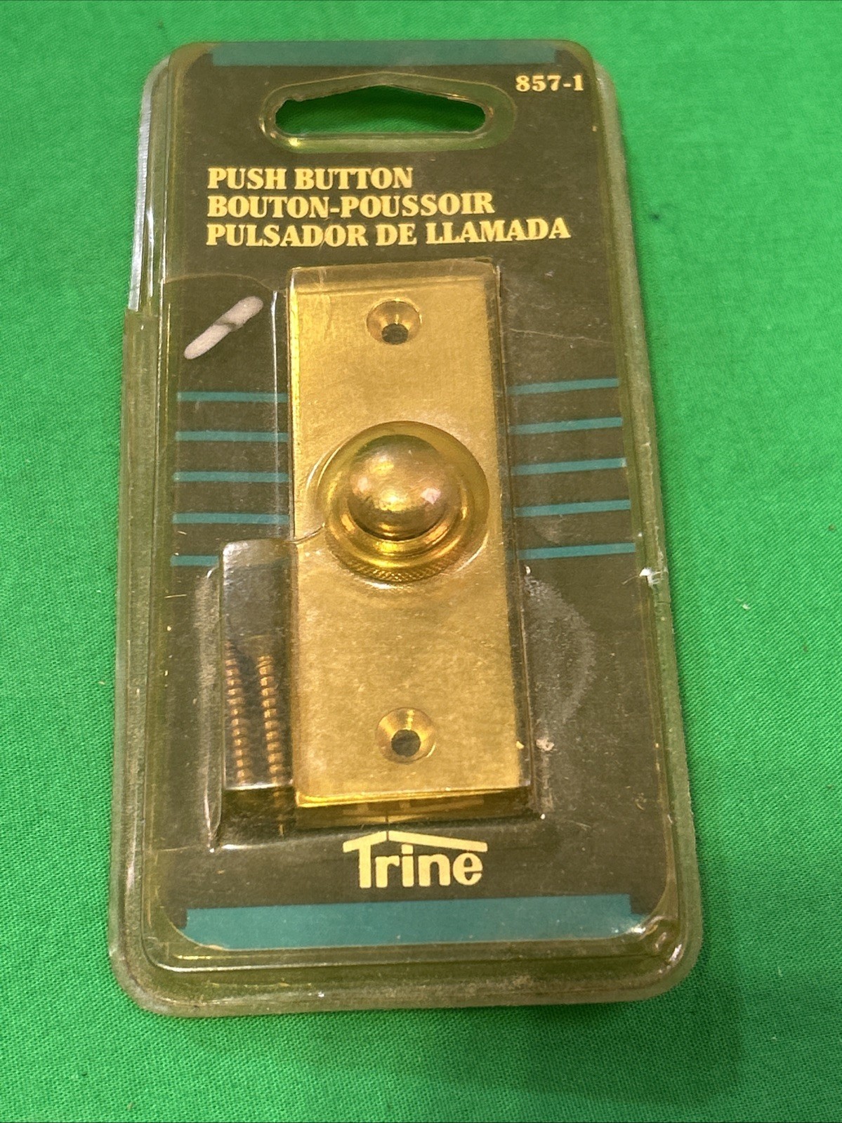 Vintage Trine Push Button Brass Doorbell #857-1