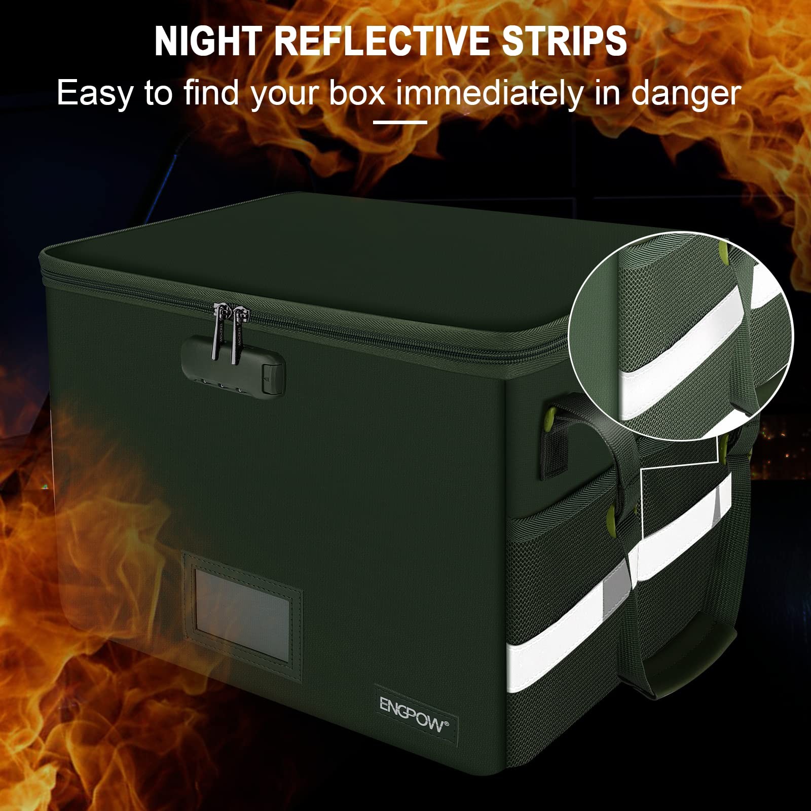 File Box with Lock Fireproof Document Box with Zipper Lid Collapsible File St