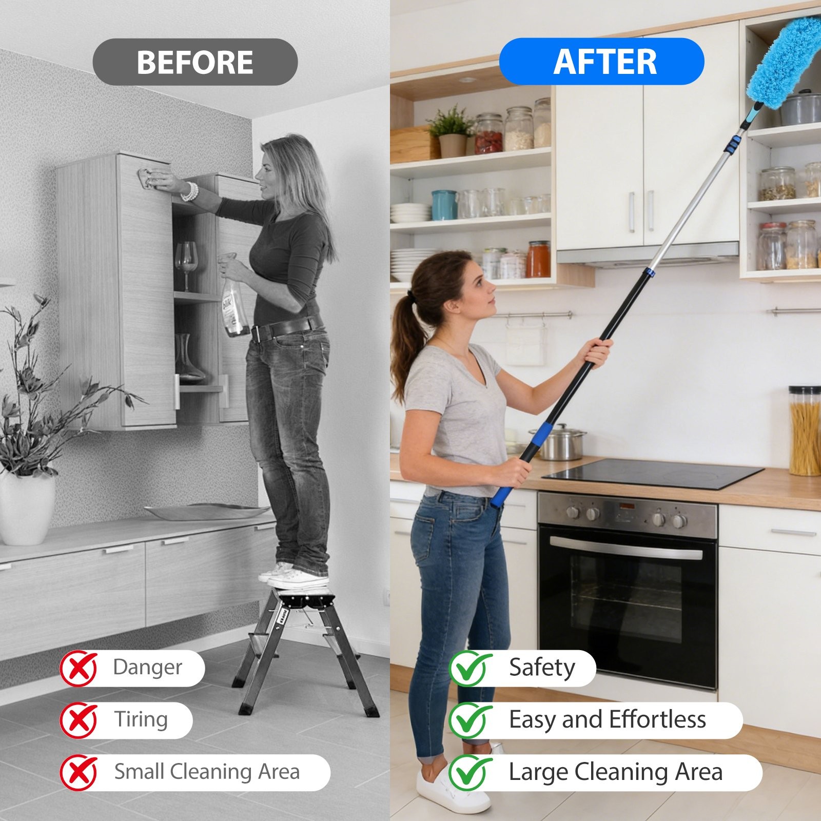 30ft High Reach Duster Kits, High Ceiling Duster for Cleaning High Roof