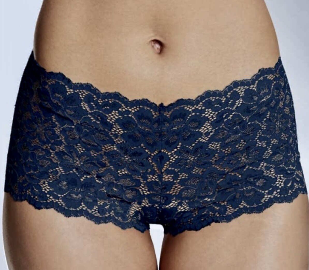 MAIDENFORM Sexy Must Haves Navy Blue Lace Cheeky Boyshort Panty Womens M XL 2XL