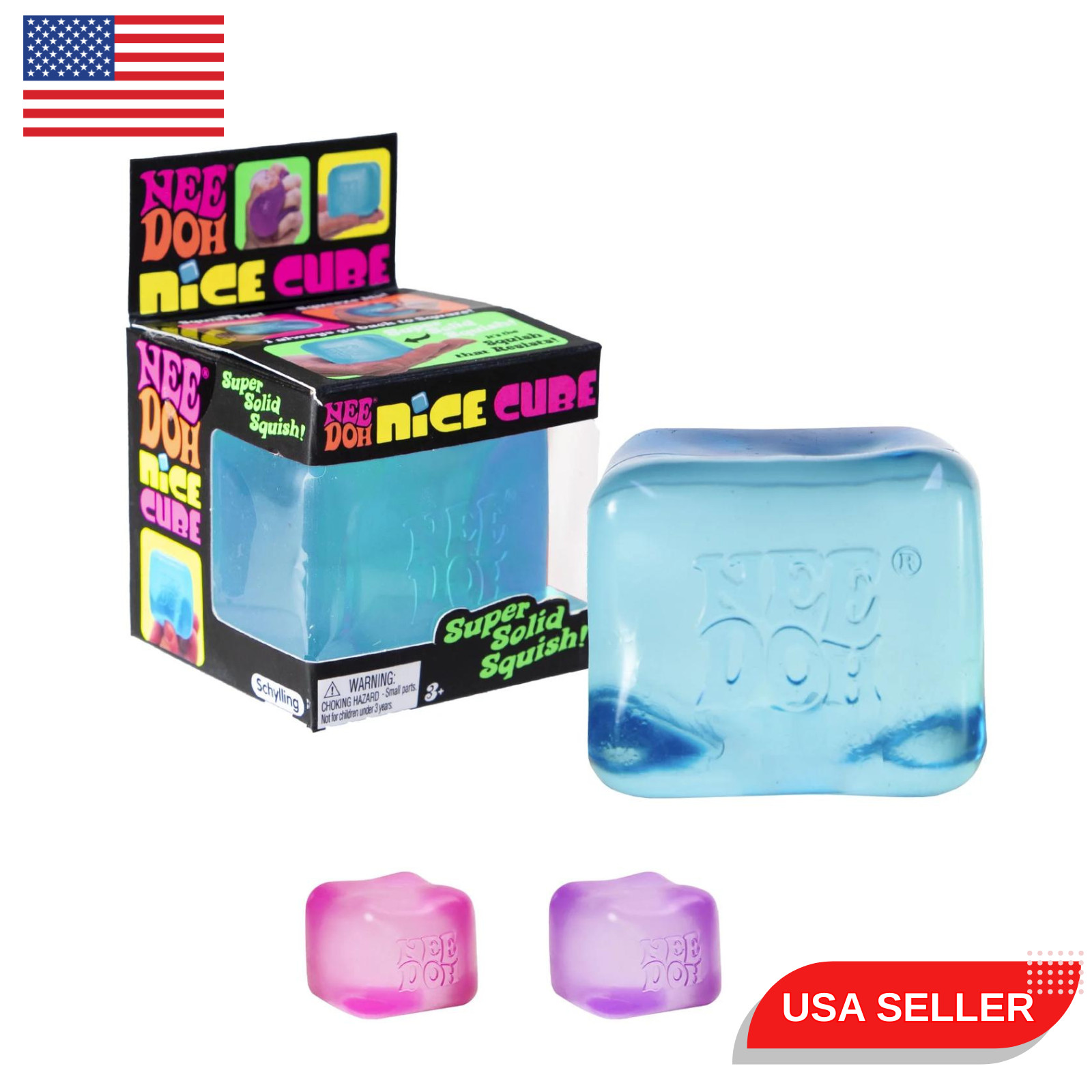 AUTHENTIC NeeDoh Nice Cube Schylling - YOU PICK COLOR Blue , Pink, Purple 2.25"