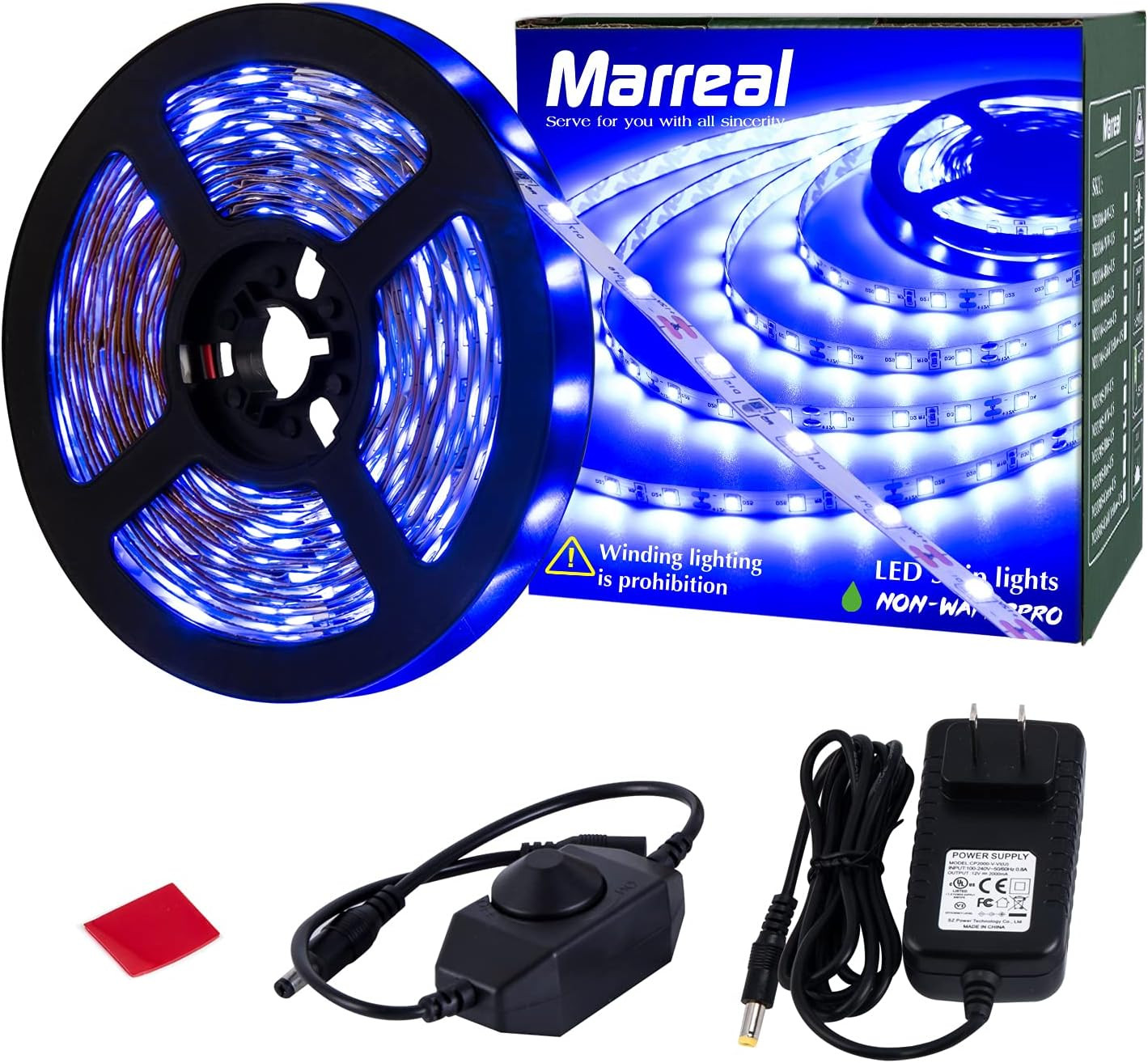 12 Volt 20Ft Blue Led Strip Lights, Non-Waterproof 360 Leds Blue Led Lights for